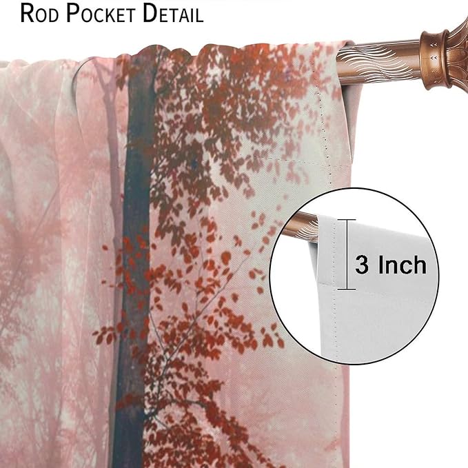 Forest Blackout Curtains for Kids,Watercolour Green Misty Nature Pine Tree Tree Forest Botanical Landscape Window Drapes for Boys Girls Bedroom Living Room Kitchen 52x96in