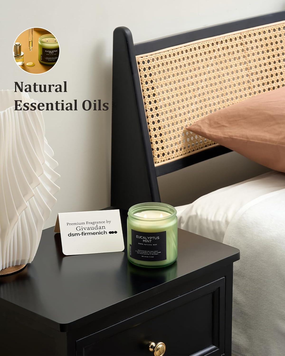 M&SENSE Eucalyptus & Mint Soy Candles for Home Scented, 11.6oz 70 Hour Burn Aromatherapy Candle Gift for Stress Relief, Meditation, Yoga, Relaxing SPA, Reusable Jar for Men and Women