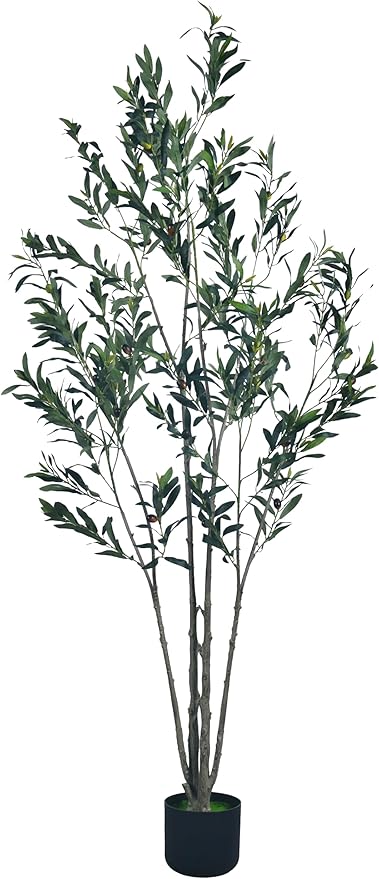 HAIHONG Olive Tree Artificial 6FT -1Pc Faux Trees with Multiple Branches Leaves and Fruits, Lifelike Arbequina Olive Tree Plant Potted Fake Plants for Home Aesthetic Decor Office Indoor