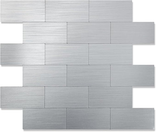 2026 New Upgrade Peel and Stick Backsplash Tile, Peel and Stick 11.34" X 11.57" Wall Tile for Kitchen, Bathroom, Fireplace, Laundry (Silver Metal, 1 Pack)