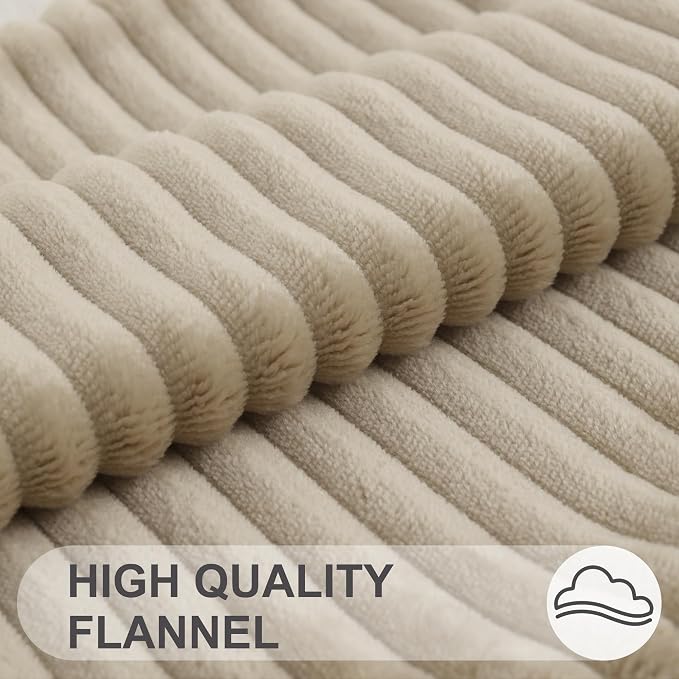 Simmore Decorative Fall Throw Pillow Covers 26x26 Set of 2, Soft Natural Plush Flannel Double-Sided Fluffy Couch Euro Sham Pillow Covers for Sofa Living Room, Khaki