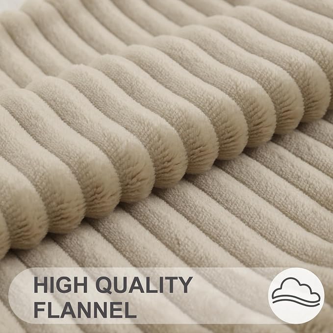 Simmore Decorative Fall Throw Pillow Covers 16x16 Set of 2, Soft Natural Plush Flannel Double-Sided Fluffy Couch Pillow Covers for Sofa Living Room, Khaki