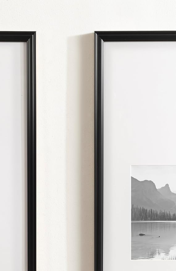 Kate and Laurel Adlynn Rectangular Panel Picture Frame Set of 2, 14 x 30 matted to 8 x 10, Black, Modern Two-Piece Photo Frame Set for Gallery Wall Decor in Living Room Wall Display