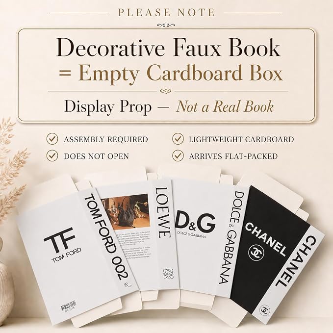 PROBENEX 4 Pcs Decorative Books | Faux White Coffee Table & Shelf Decor | Bright Scandinavian Look for Living Room, Office and Entryway - Not Real, Tool-Free 2-Min Setup