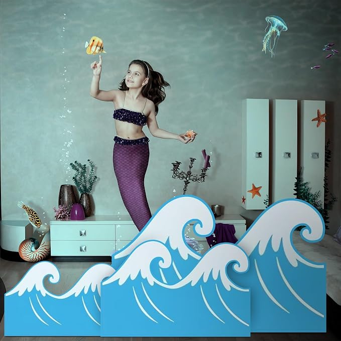 Geelin 3 Sets Ocean Waves Cardboard Cutout Stand up Ocean Beach Theme Party Decoration Wave Life Size Photo Props for Summer Under the Sea Home Party Decoration