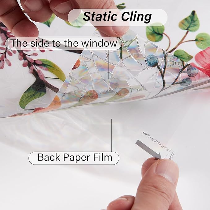 Ranzdn Window Privacy Film - Stained Glass Window Film Static Cling UV & Heat Blocking Rainbow Window Film for Glass Doors, Bedroom Windows - No Glue Premium Vinyl (Easy Install, 45.2"×157.4")