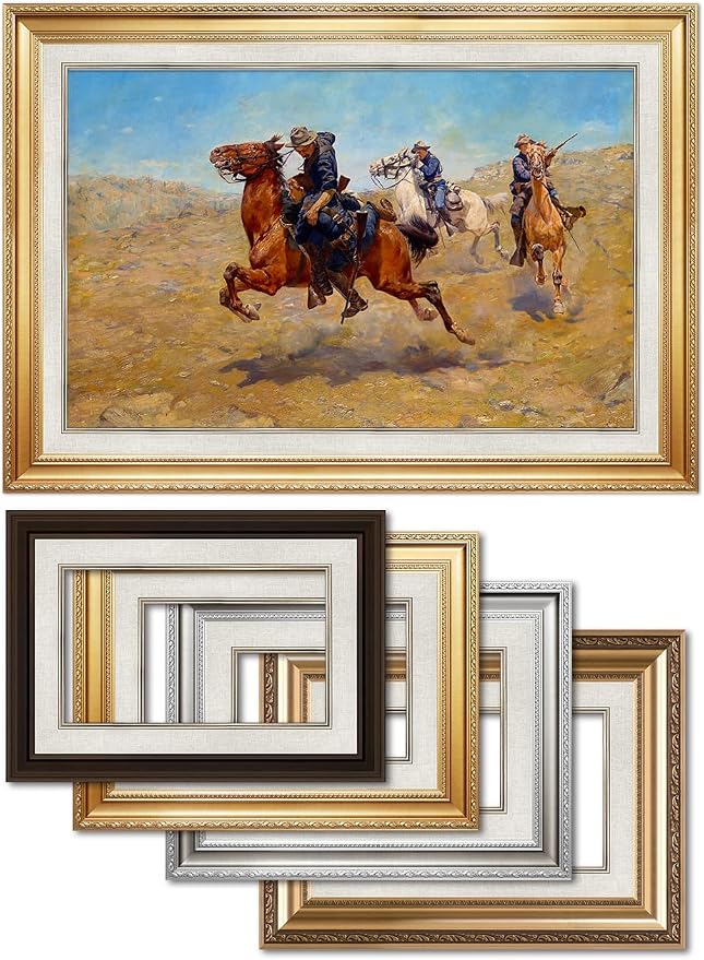 DECORARTS - My Bunkie by Charles Schreyvogel. World Famous Painting Reproduction. Giclee Prints in Classic Golden Frame Ready to Hang
