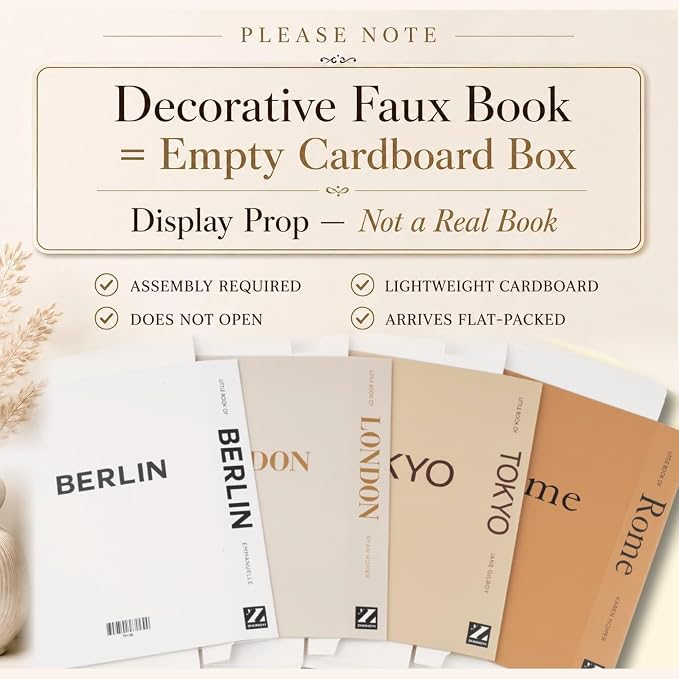 PROBENEX 4 Pcs Decorative Books | Faux Mocha Coffee Table & Shelf Decor | Warm Modern Look for Living Room, Office and Entryway - Not Real, Tool-Free 2-Min Setup