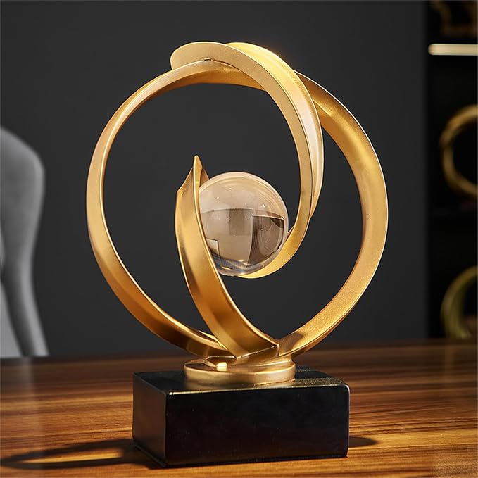 AWNR Gold Abstract Sculpture House Decor Aesthetic - Home Décor Accents for Nightstand, Shelves, Dining Room, Entryway Table, Office, Desk Accessories