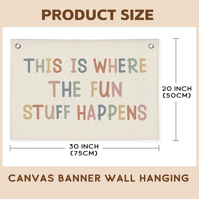 Playroom Wall Decor,Boho Classroom Decorations | Kids Room Decor Banner Wall Hanging Flag,This is Where All The Fun Stuff Happens Banner