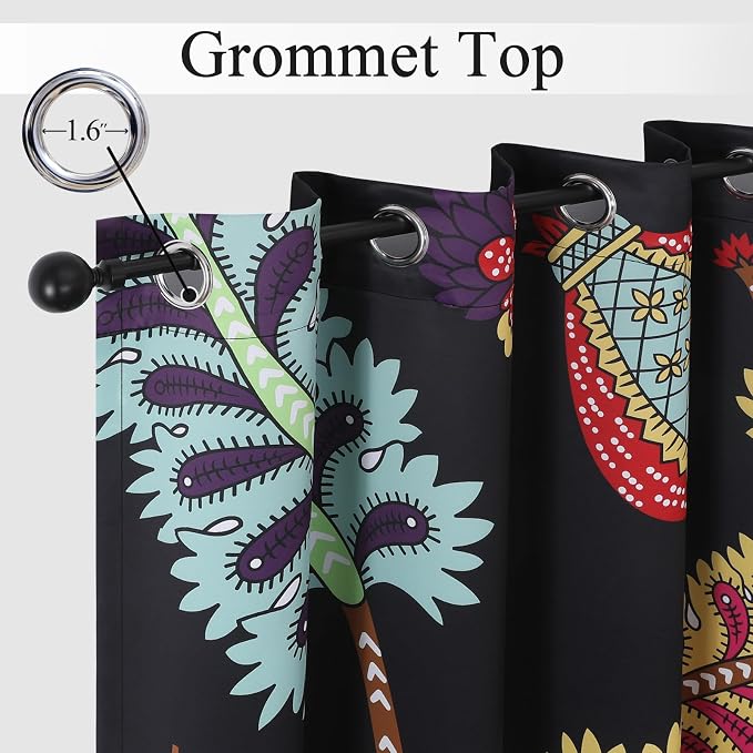 Estelar Textiler Bird and Feather Pattern Blackout Curtains 108 Inches Long for Bedroom, Floral Room Darkening Window Thermal Insulated Grommet Curtains & Drapes for Living Room,52Wx108L, 2 Panels