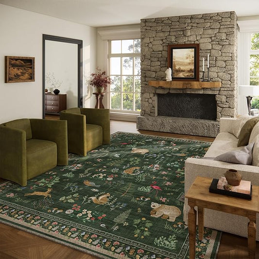 10x12 Area Rugs for Living Room: Washable Rug Stain Resistant Non Slip Low Pile Soft Faux Wool Lightweight Large Rugs for Bedroom Dining Room Under Table Rug Farmhouse Home Office Nursery Indoor