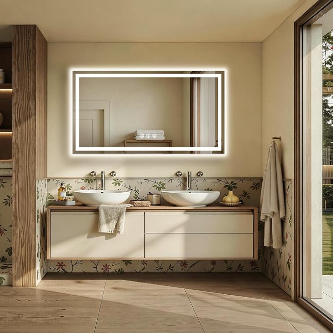 60X36 LED Bathroom Mirror with Lights, Anti-Fog, Backlit + Front Lit, Lighted Bathroom Vanity Mirror for Wall, Memory Function, Dimmable, Tempered Glass, Shatter-Proof