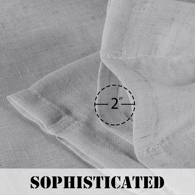 H.VERSAILTEX Dove Linen Curtains 72 Inch Length for Living Room 2 Panels Set Rod Pocket Semi Sheer Curtains for Bedroom Dining Room Gaming Playroom Sunroom Bay Window 52x72