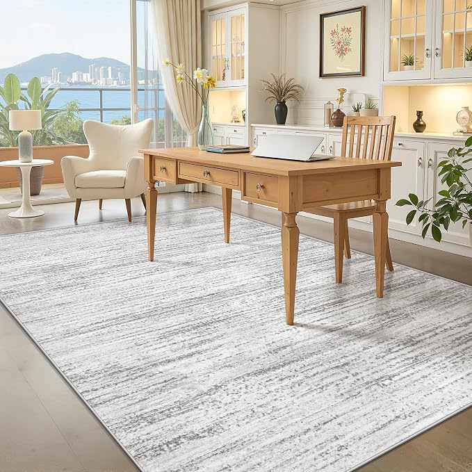 Area Rug 5x7 Living Room Rugs: Washable Modern Rug Non-Slip Soft Rugs Stain Resistant Printed Rug Indoor Carpet for Bedroom Kitchen Dining Room Nursery Home(Grey, 5'x7')