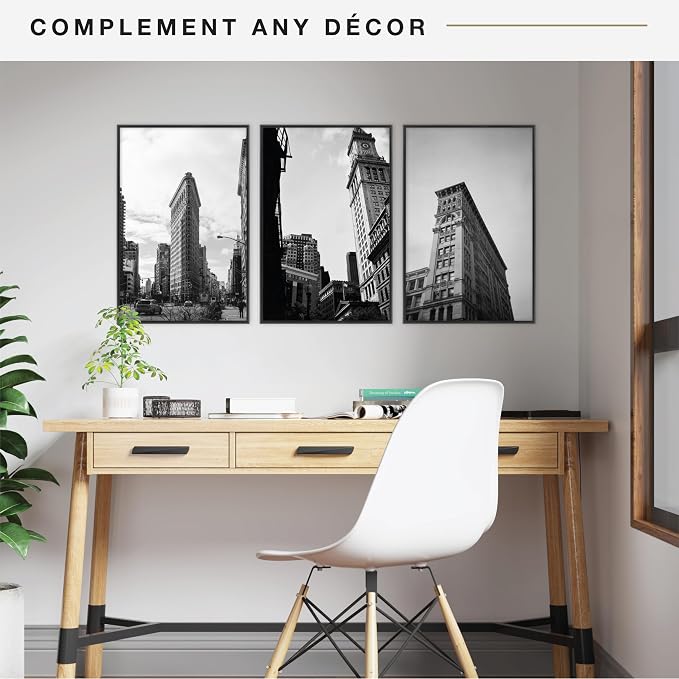 MCS The Original Poster Frame 3-Pack (16"x24") Black - Shatter-Resistant Cover - 1/3" Profile - Lightweight - Vertical & Horizontal Wall Hanging - Large Picture Frames for Posters, Art Prints, Photos