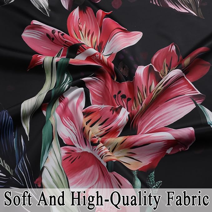 Estelar Textiler Boho Floral Blackout Curtains for Living Room 63 inch Long 2 Panels,Watercolor Leaf and Flower Print Thermal Insulated Room Darkening Drapes for Bedroooom,52x63 Inch
