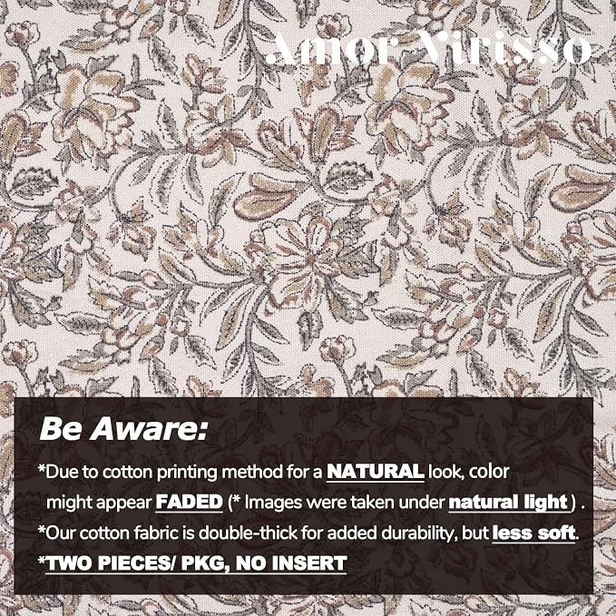 Amor Virisso Floral Throw Pillow Covers 20x20 Set of 2 Vintage Block Print Pillow Covers Decorative Pillow Covers Couch Pillows for Living Room Farmhouse Accent Sofa Pillows, Red/Sand