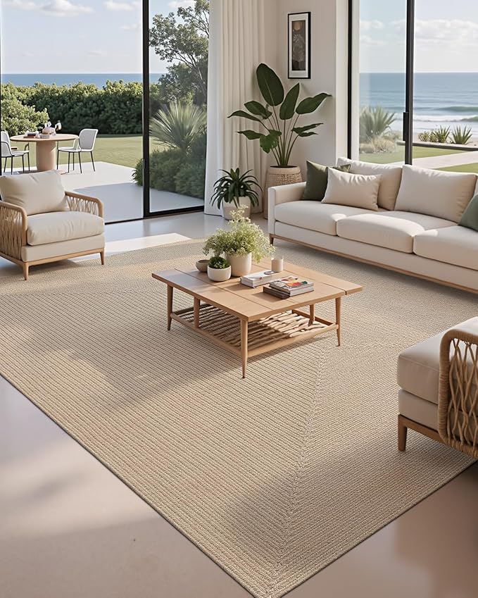 LUMI 5x8 Jute Area Rug for Living Room, Natural Handwoven Rugs Non Slip, Farmhouse Braided Carpets No Shedding for High Traffic, Dining Room, Indoor, Outdoor, Patio