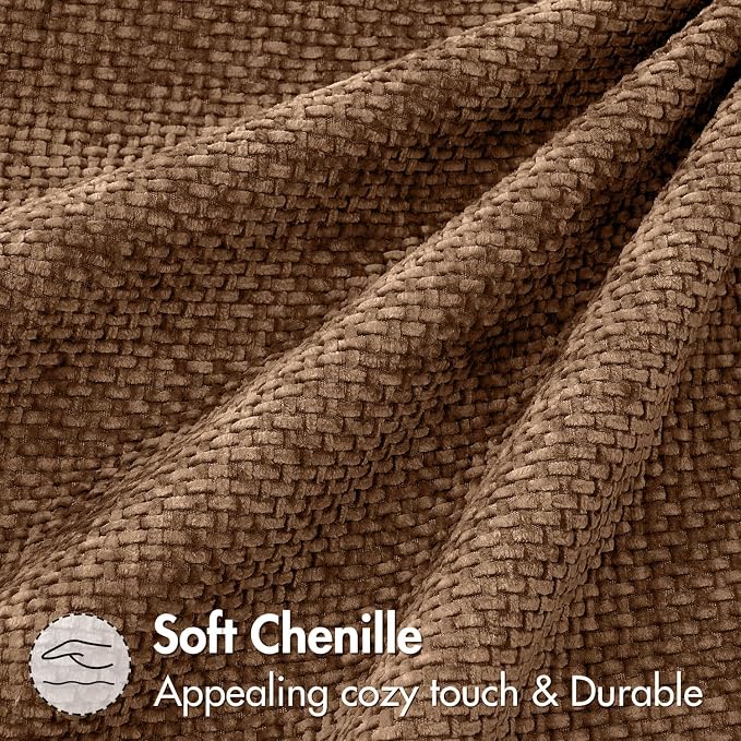 MIULEE Pack of 2 Couch Throw Pillow Covers 20x20 Inch Neutral Golden Brown Boho Accent Decorative Pillow Covers Soft Chenille Farmhouse Cushion Covers for Home Decor Bed Sofa Living Room