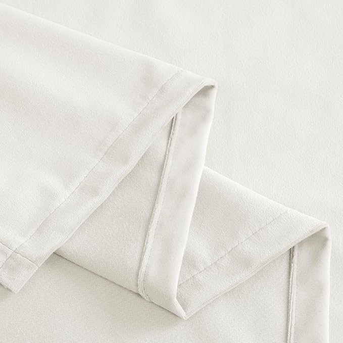 YoungsTex Extra Long Velvet Curtains 102 Inch Length for Living Room, Grommet Luxury Privacy Off White Drapes Room Darkening Elegant Super Soft for Bedroom, 2 Panels, 52 X 102 Inch