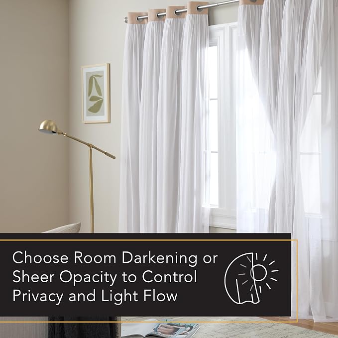 TOWN & COUNTRY LUXE Talia Double Layer Indoor Curtains,Sheer and Room Darkening Blackout,Grommet Top,Energy Efficient Set, Rose Blush,52" W x 84" L (Pack of 12)