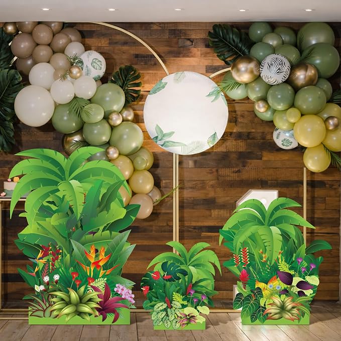 Geelin 3 Sets 47" H Rainforest Falls Plants Cardboard Cutout Stand up VBS 2026 Rainforest Party Decoration Life Size Photo Props for VBS Sunday School Backdrop Background Religious Party Supplies
