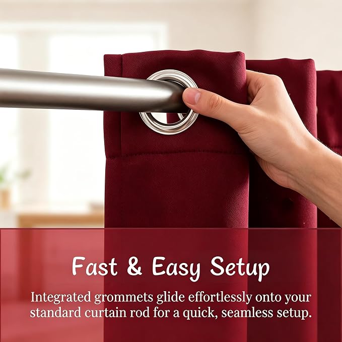Star Cutout Blackout Curtains Double Layer Curtains with Durable Sheer Curtains for Bedroom Thermal Insulated Window Treatment Set with 2 Free Tiebacks (52Wx72L 2 Panels Red)