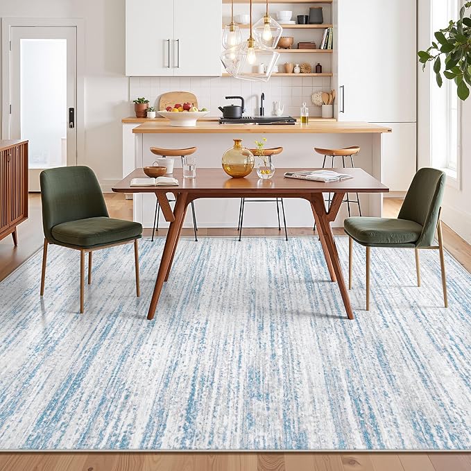 Area Rug 6x9 Living Room Rugs: Washable Modern Rug Non-Slip Soft Rugs Stain Resistant Printed Rug Indoor Carpet for Bedroom Kitchen Dining Room Nursery Home(Blue, 6'x9')