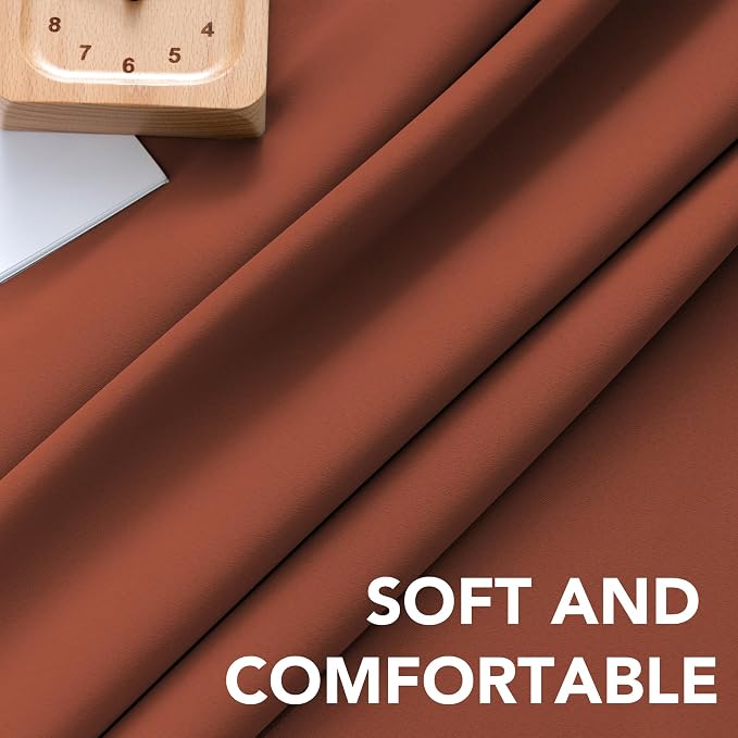 H.VERSAILTEX Blackout Curtains Thermal Insulated Window Treatment Panels Room Darkening Blackout Drapes for Living Room Back Tab/Rod Pocket Bedroom Draperies, 52 x 54 Inch, Orange, 2 Panels