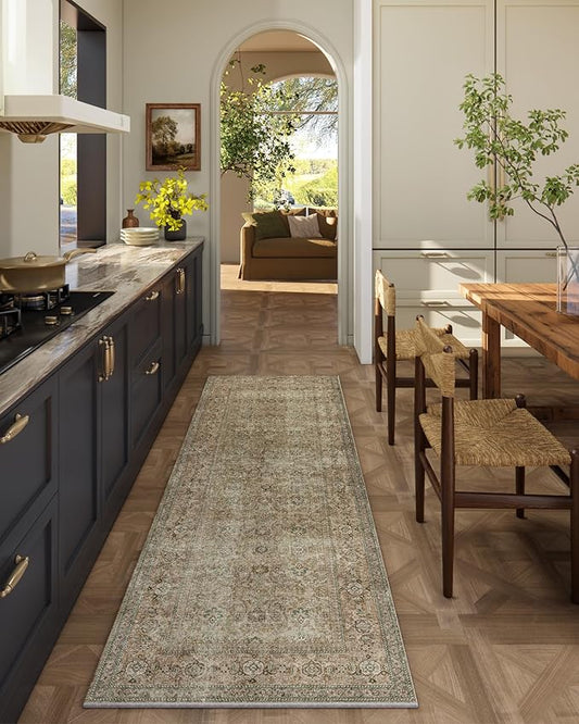 Washable Runners for Hallways Kitchen Rug: 2'x6' Runner Rugs Stain Resistant Non Slip Low Pile Soft Carpet Runners for Hallways Bedroom Kitchen Entryway Indoor Beside Bathroom Laundry Room