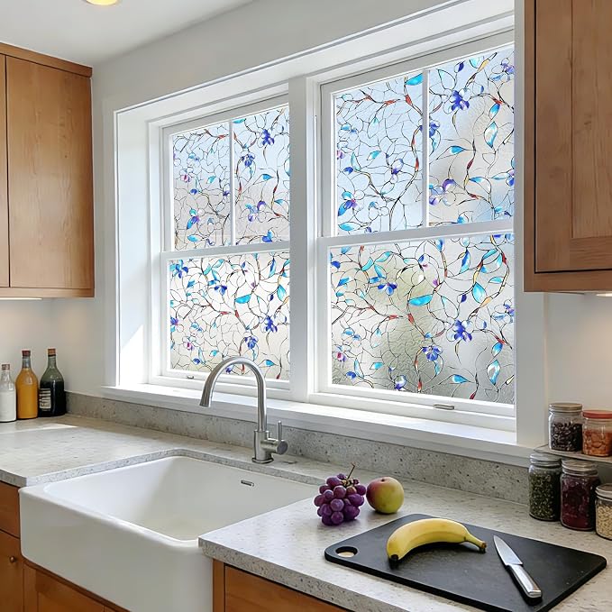 NINETREX Window Privacy Film, Frosted Window Tint Heat Control UV Blocking with Static Cling Removable for Home, Bathroom, Kitchen, Glass Door and Car Decor, Renter Friendly, 29.5 x 78.7 inches