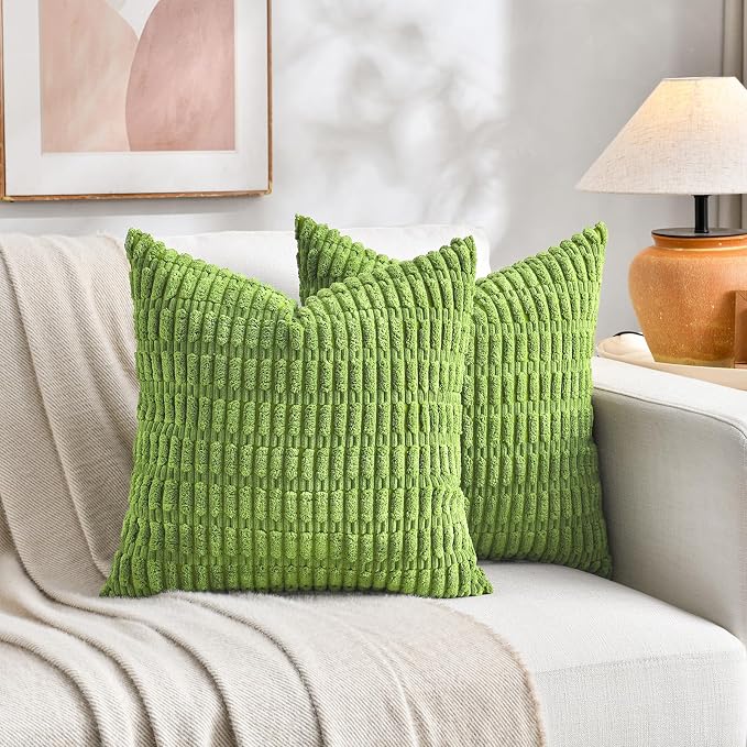Fancy Homi 4 Packs Decorative Throw Pillow Covers for Living Room Couch Bed, Modern Farmhouse Boho Home Décor Accent Cushion Case, 22" x 22", Lime Green