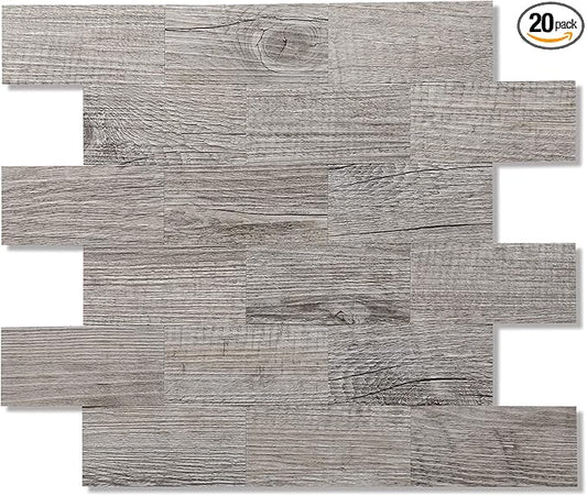 2026 New Upgrade Peel and Stick Backsplash Tile, Peel and Stick 11.34" X 11.57" Wall Tile for Kitchen, Bathroom, Fireplace, Laundry (Grey Rustic, 20 Packs)