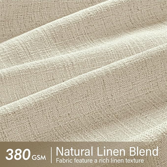 MIULEE Pinch Pleated Thick Linen Curtains 108 Inches Length 2 Panels for Living Room Bedroom, Beige Extra Long Pinch Pleat Drapes Back Tab Light Filtering Foor to Ceiling Curtains with Hooks&Rings