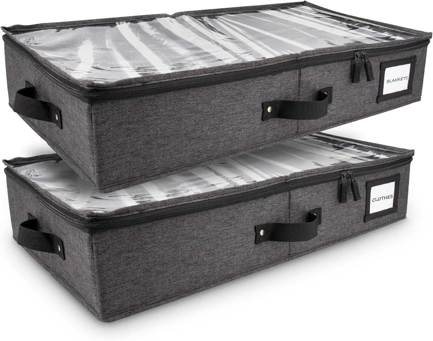 HOMELUX THEORY 2pc Under Bed Storage Containers, Bedroom Under the Bed Drawer Storage Organizer with Bins and Lids, Medium Underbed Clothes Storage Box Ideal for Blanket, Fabric, & Shoes (Dark Gray)