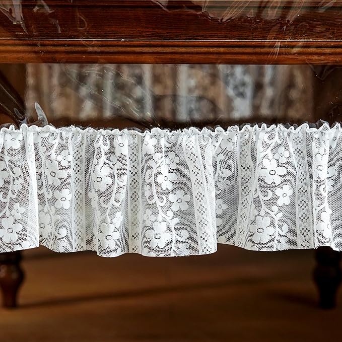 SUTAVIA Clear PVC Tablecloth White Lace Ruffle Edge Transparent Vinyl Table Protector Waterproof Rectangular Table Cover for Dining Table Home Outdoor Picnic (White Ruffle, Oblong, 60"x104")