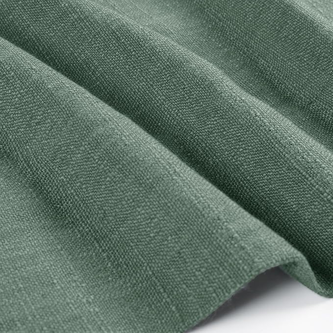TWOPAGES 26" W x 18" L Linen Blend Cafe Curtains for Kitchen Window, Light Filtering Pinch Pleated Tier Curtains, Modern Farmhouse Half Window Curtains for Small Window, Peacock, 2 Panels