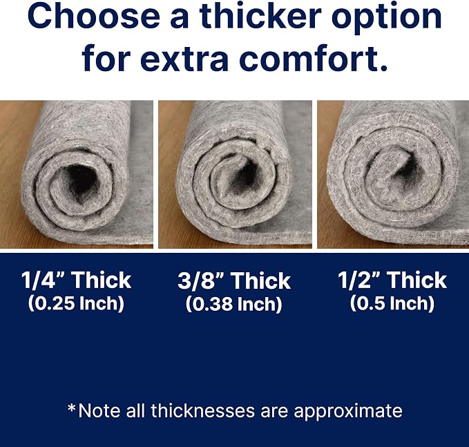 RUGPADUSA, Basics, 9'x11', 3/8" Thick, 100% Felt, Protective Cushion Rug Pad, Available in 4 Thicknesses, Optional Rubber Backing, Safe for All Floors and Finishes