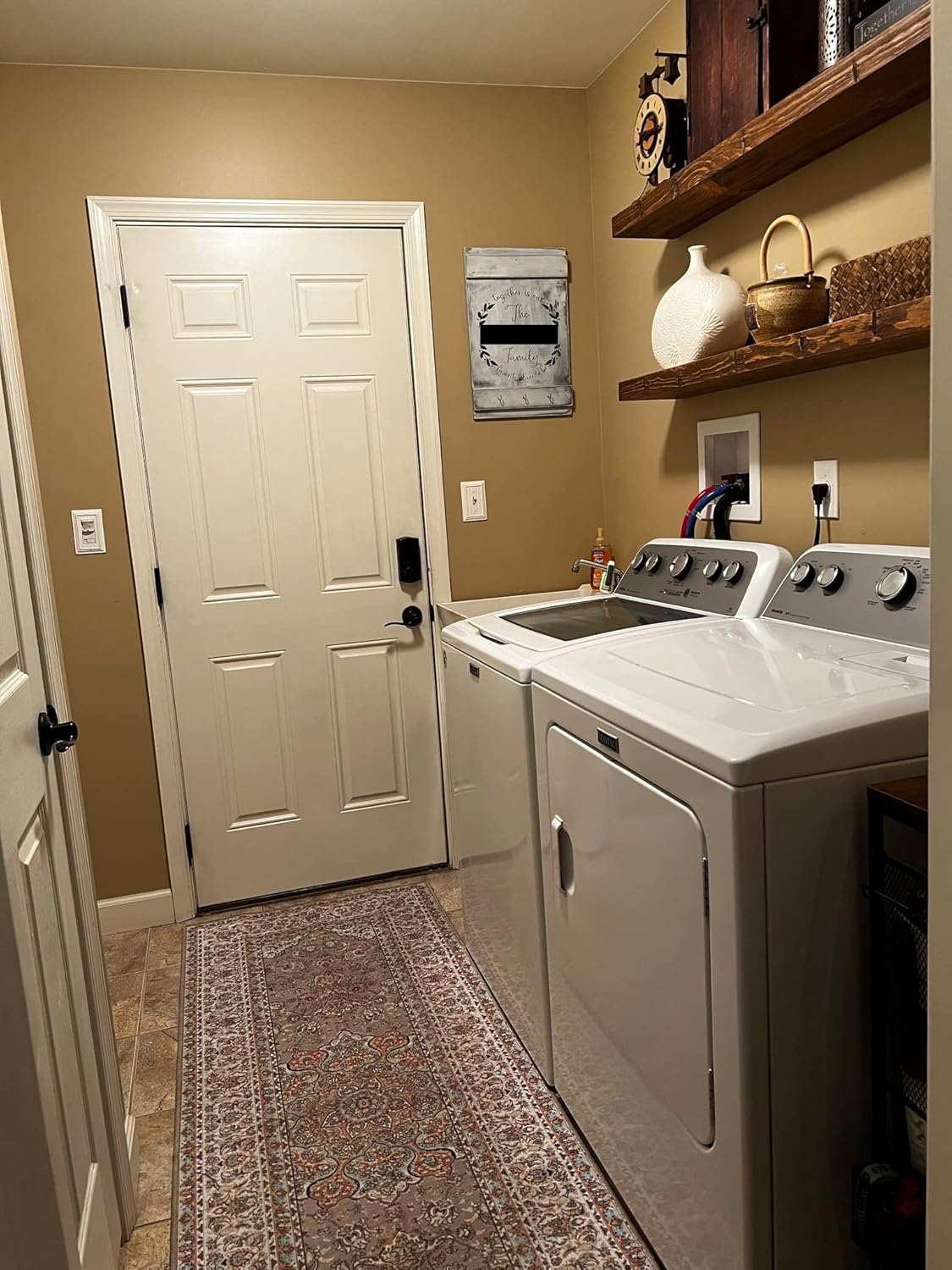 joelsantiques Floating Shelf, Wood Wall Shelf, Natural Wooden Home Decor for Bathroom Kitchen Bedroom, Hanging Mounted Invisible Bracket (Medium Brown, 7" Deep x 42" Wide)