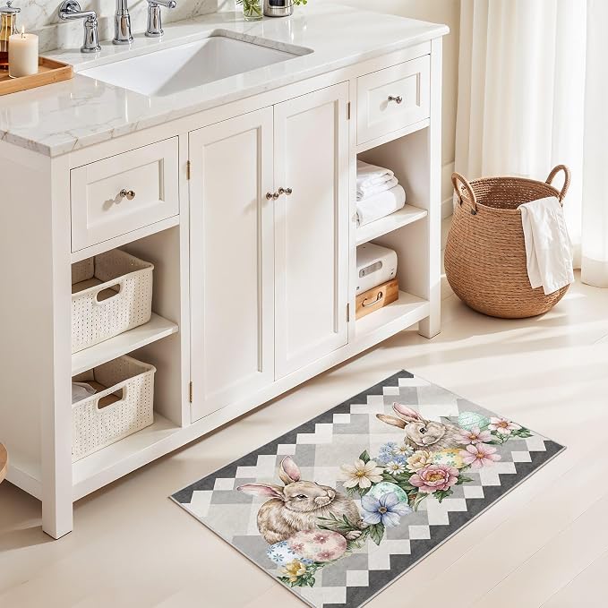 cotiled Area Rug for Living Room, Washable Non-Slip Large Area Rug, Indoor Floor Carpet Low Pile Soft Boho Farmhouse Rug for Bedroom Dining Room Grey 2x3
