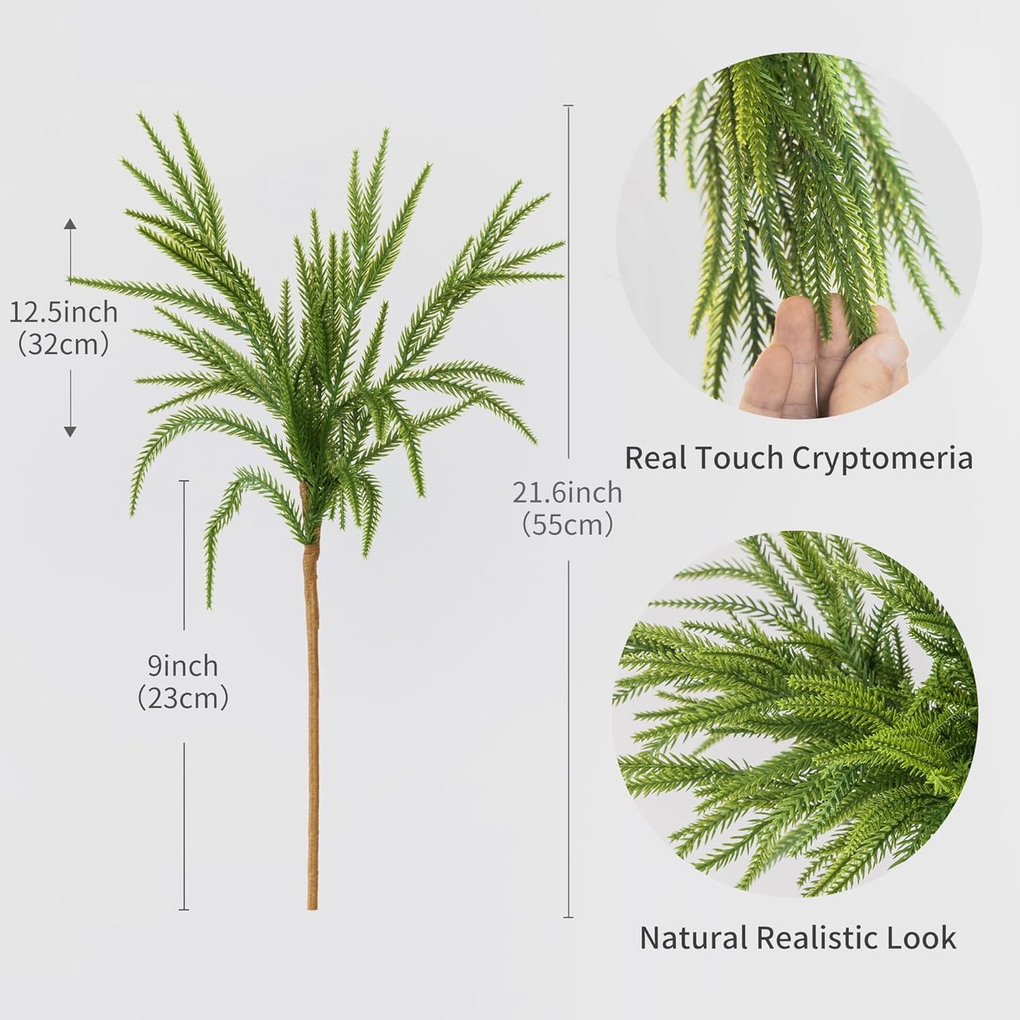 MISSPIN 30 Pcs 21.5 Inches Christmas Norfolk Pine Branches, Norfolk Pine Artificial Christmas Branches DIY Crafts Faux Pine Branches for Xmas Indoor Outdoor Home Decor