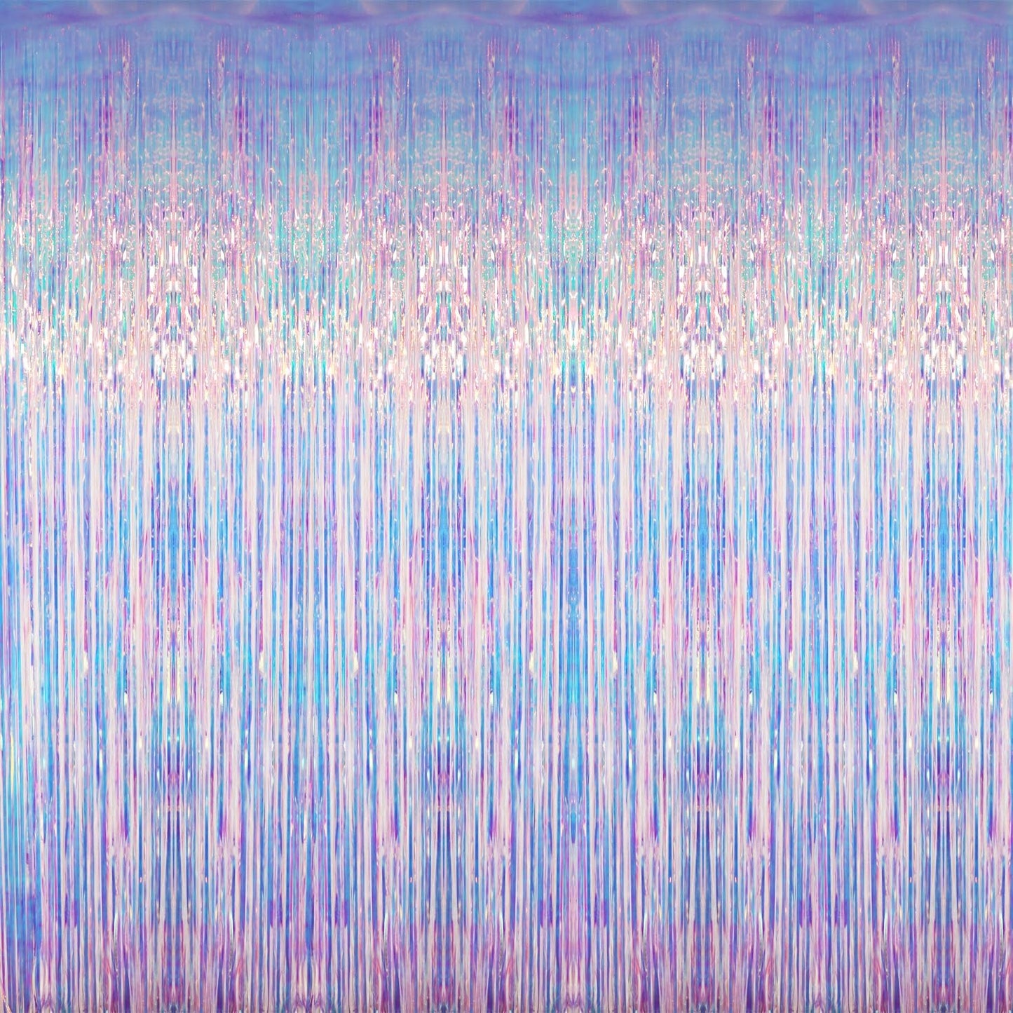 GOER 3.2 ft x 6.5 ft Metallic Tinsel Foil Fringe Curtains Party Photo Backdrop Party Streamers for Mermaid Birthday Party Decorations(1 Packs,Neon Blue)