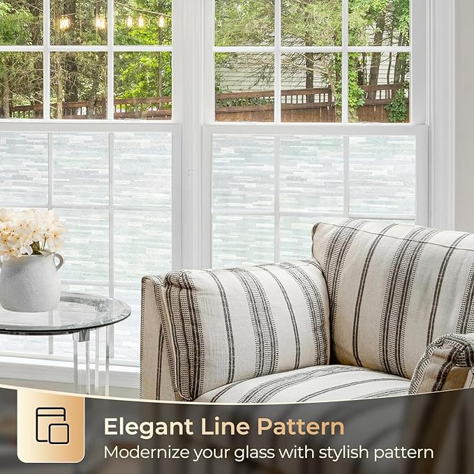 rabbitgoo Window Privacy Film, Frosted Glass Window Film Static Cling Covering, Non Adhesive Privacy Clings Vinyl, Removable Frosting Sticker for Home Decoration, White, 35.4 x 157.4 Inches