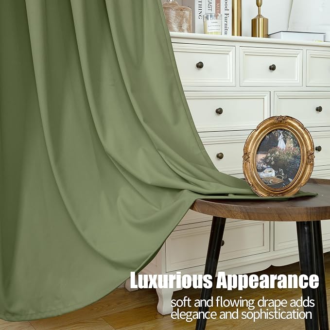 YoungsTex Sage Green Velvet Curtains 72 Inch Length for Living Room, Blackout Drapes with Grommet Room Darkening for Bedroom Privacy, 2 Panels, 52 X 72 Inch