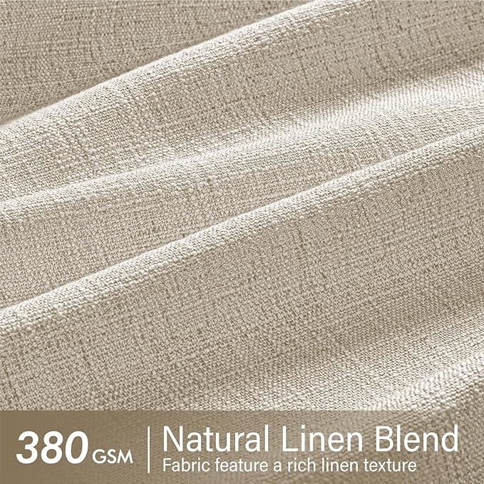MIULEE Pinch Pleated Thick Linen Curtains 84 Inches Long 2 Panels for Living Room Bedroom, Linen Texture Memory Trained Pleat Drapes Back Tab Semi Sheer Privacy Neutral Ivory Cream Farmhouse Curtains