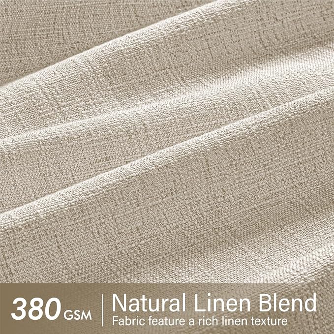 MIULEE Pinch Pleated Thick Linen Curtains 102 Inches Long 2 Panels for Living Room Bedroom, Pinch Pleat Drapes Back Tab Memory Trained Semi Sheer Privacy Neutral Ivory Cream Farmhouse Window Curtains