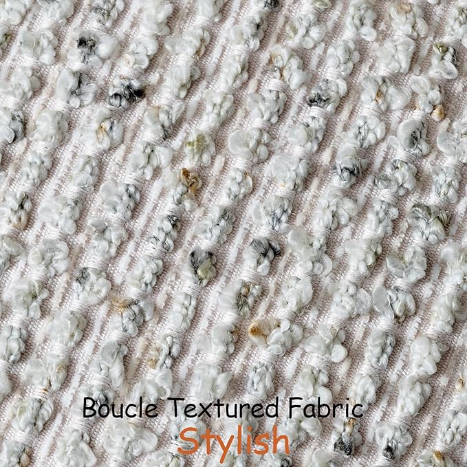 DEZENE Striped Euro Sham Pillow Covers 26x26 Set of 2 Cream Grey Textured Boucle Chic Morden Boho Accent Farmhouse Square Decorative Couch Throw Pillow Covers for Home Decor Bed Sofa Living Room