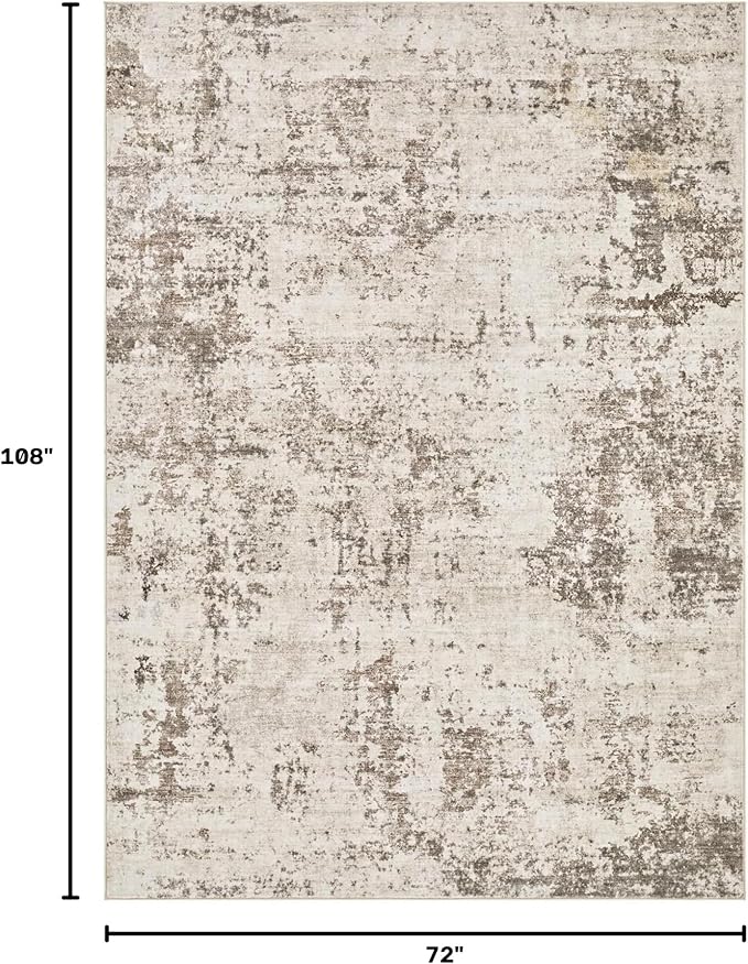 UERMEI 6x9 Area Rug Living Room Rugs - Washable Neutral Modern Abstract Soft Thin Large Rug Indoor Floor No Slip Rug Carpet for Bedroom Under Dining Table Home Office Decor - Dark Brown