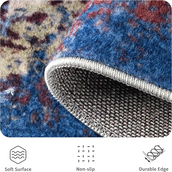 8x10 Rugs for Living Room - Modern Abstract Washable Rug, Ultra Soft Non Slip Low Pile Large Rugs, Floor Carpet for Bedroom Dining Room Office Laundry Nursery Home(Multi-Colorful)